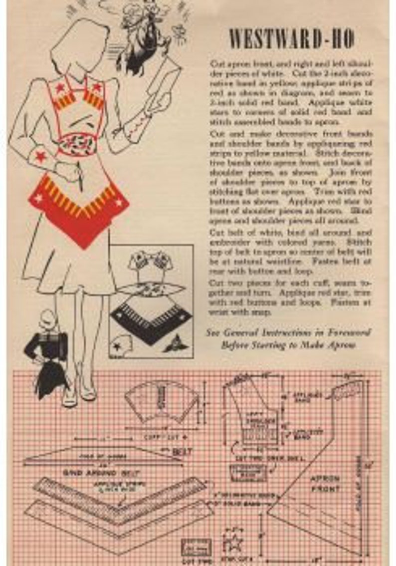 Ten All American Novel Aprons Patterns With Complete Cutting Etsy