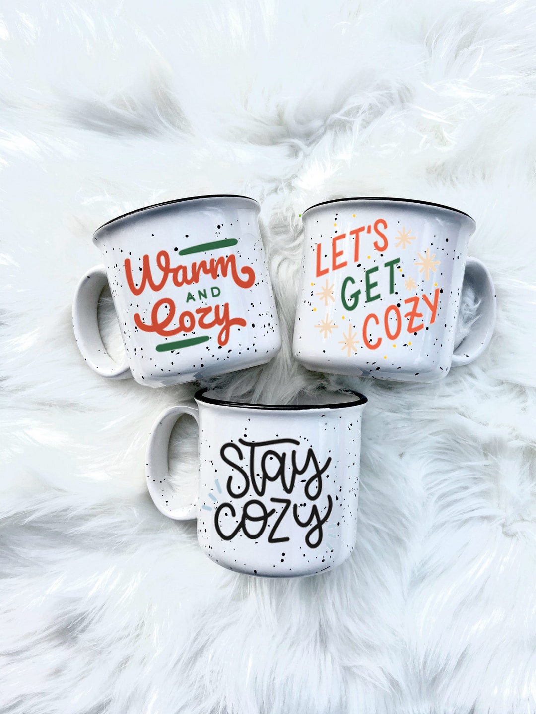 White Ceramic Camping Coffee Mug Holiday Christmas Winter Etsy