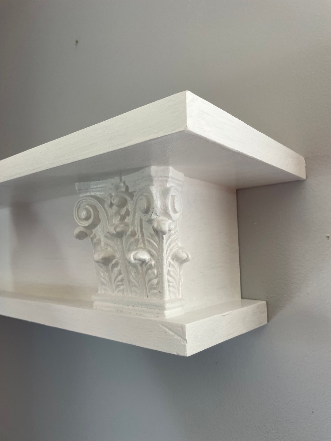Victorian Floating Mantel Shelf Solid White, Wall Mounted Shelf