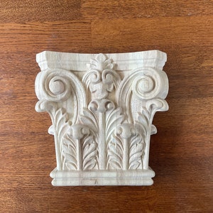 Wood Capital, Victorian Style Wood Appliques, Ornate Design, Decorative Furniture Decoration, DIY Craft Supply, Woodwork Project