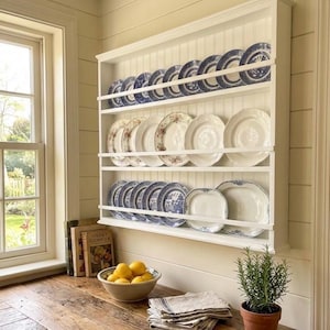 Handcrafted Wall Mounted Plate Rack &  Nursery Bookshelf | Solid Wood Display Shelf  | Available in Narrow 18”  or Wide 32”