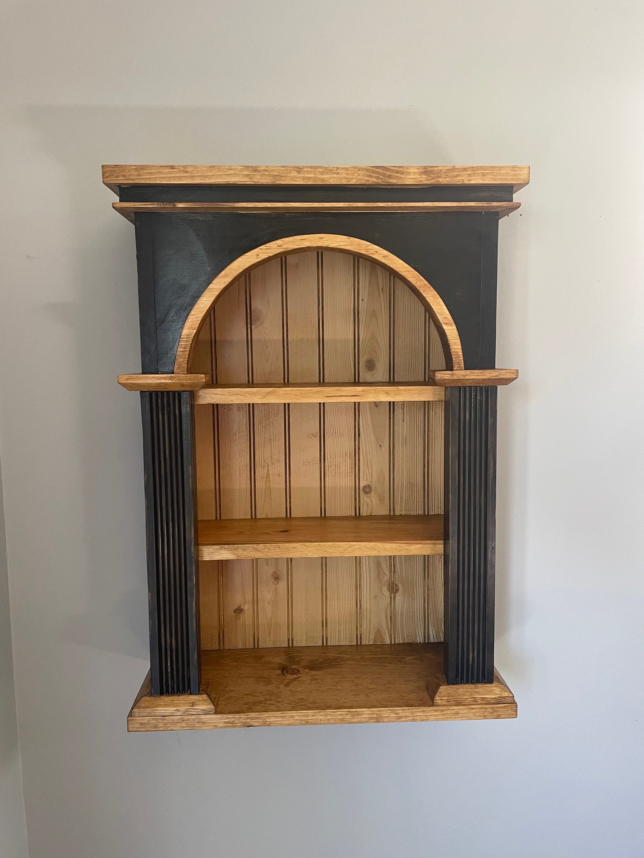 Arched Cathedral Solid Wood Floating Shelf W/paint,wall Mounted Shelf, Home Decor Shelf