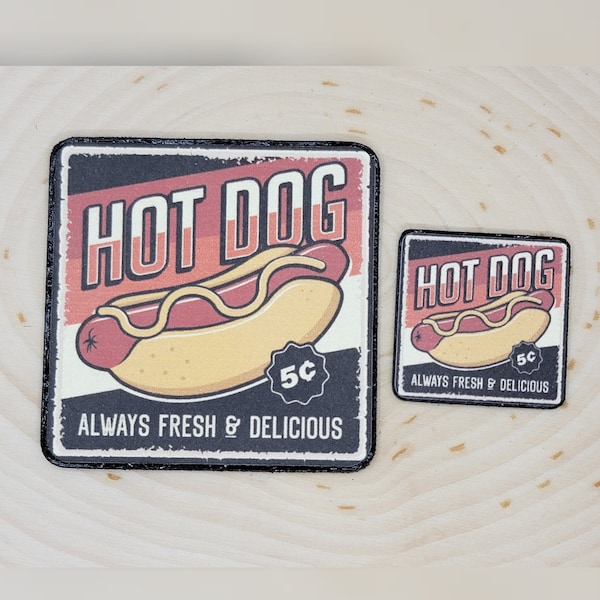 1:6 or 1/12 Dollhouse Miniature Hotdog Sign, Hot Dog Sign, Fairy Garden Restaurant Mini, Mini Sign For Dollhouse, Retro Miniature, diorama