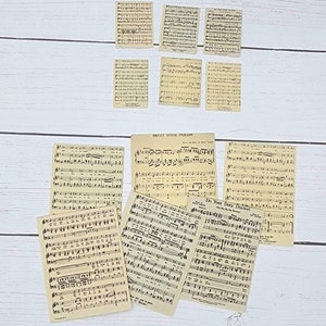 Set of 6 1:6 or 1/12 Scale Miniature Sheet Music Sheets, Old Vintage Sheet Music, Diorama Mini, Music Room Accessories, Music Paper Decor