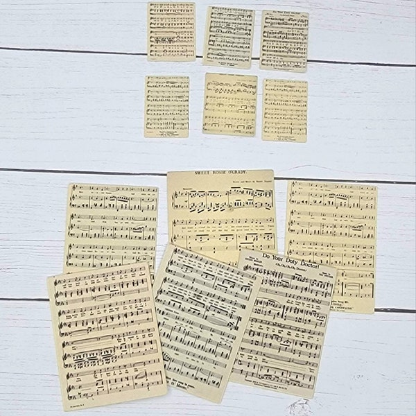 Set of 6 1:6 or 1/12 Scale Miniature Sheet Music Sheets, 1950s Vintage Sheet Music, Diorama Mini, Music Room Accessories, Music Paper Decor