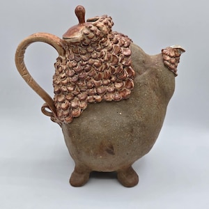 Odd Studio Pottery Organic Teapot w Unknown Artist's Mark Earthtone Unique