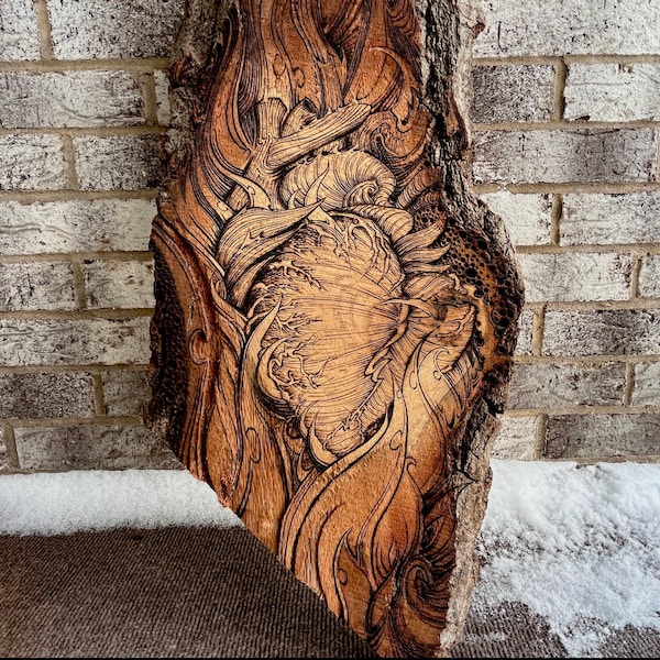 Burning Desire Poplar tree draft wood woodburning art