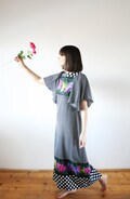 Long dots dress Maxi dress Boho style Hippie flower long dress 70s (S/M) product logo