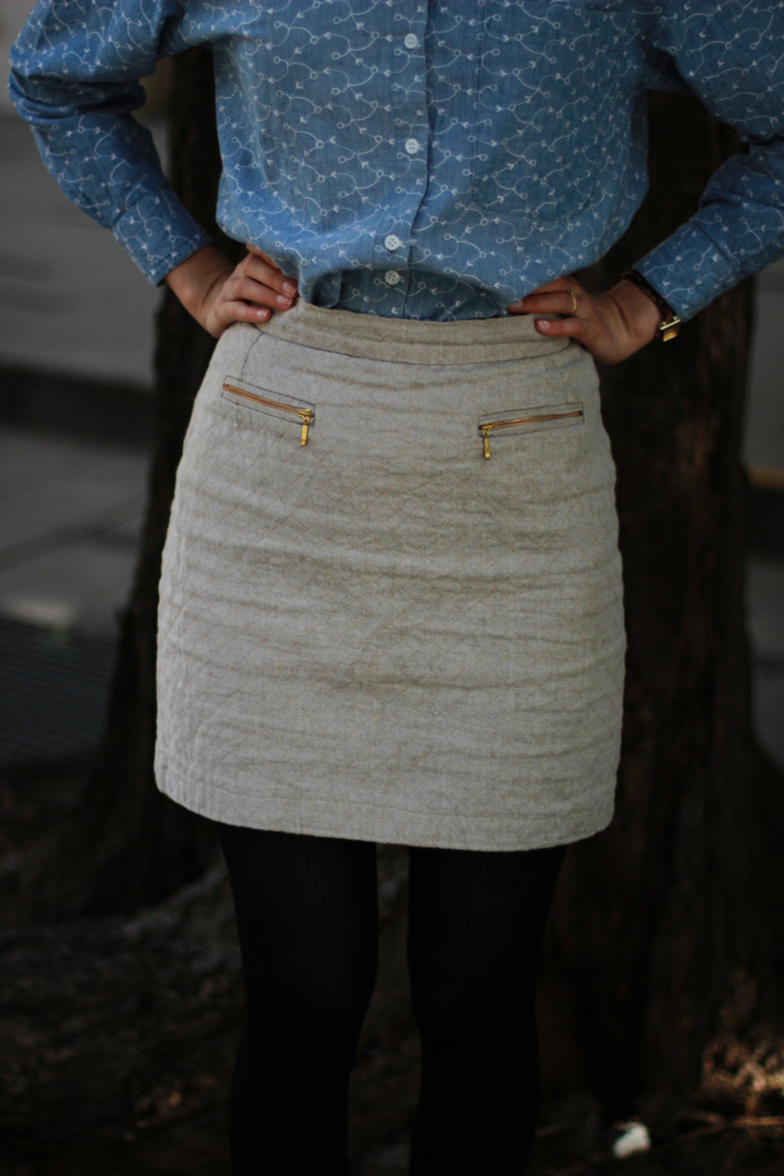 Quilted Vintage Mini Skirt Beige Skirt Natural Colors Skirt - Etsy