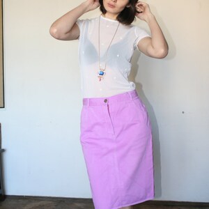 Falda midi rosa púrpura primavera colores falda cada día falda 90 "s (S/M) imagen 5