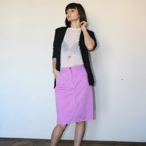 Falda midi rosa púrpura primavera colores falda cada día falda 90 "s (S/M) imagen 1