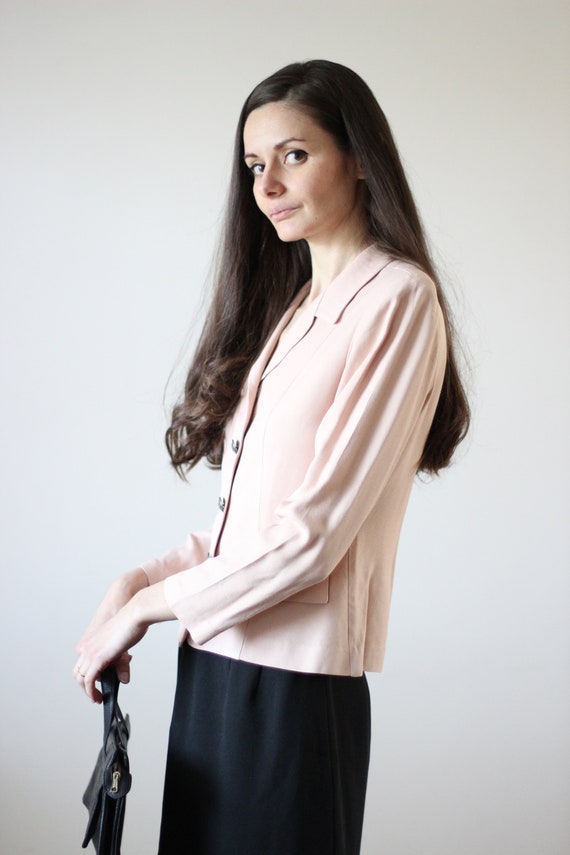 Vintage pastel pink coat Pale pink jacket Office … - image 3