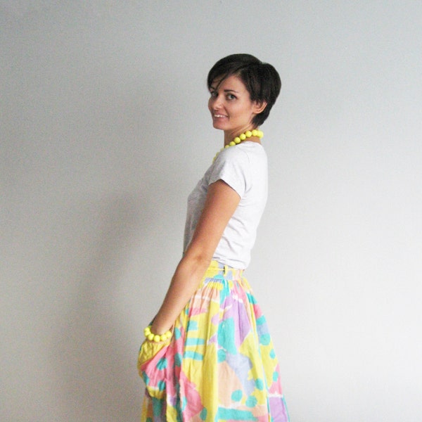 Rainbow skirt  Happy skirt Full of color summer skirt Spotted pattern skirt 70s (S/M)