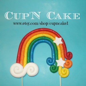 Rainbow fondant cake topper