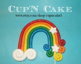 Rainbow fondant cake topper