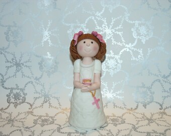 Communion girl fondant cake topper