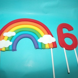 Rainbow fondant cake topper