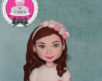 Custom girl fondant cake topper