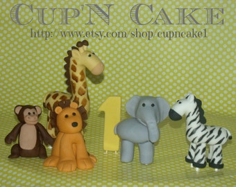 Safari animals fondant cake toppers