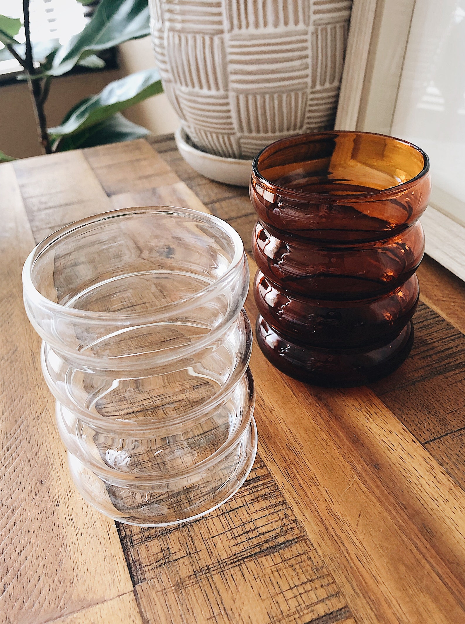 Contemporary Glassware Bubble Ridged Cup Wave Shape Etsy