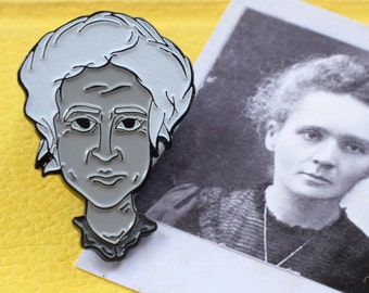 MARIE CURIE Enamel Pin Monochrome Scientist Physics Chemistry Women Science Radioactivity Stocking Filler Graduation Exam Teacher Gift Soft