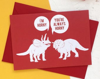 Funny Valentine's Card, Horny Dinosaurs, Naughty Valentines Day Love Card Jurassic Park Palaeontology Rude Science Geek Love Paper Buzzfeed