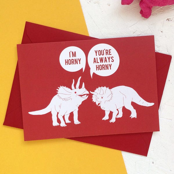 Funny Valentine's Card, Horny Dinosaurs, Naughty Valentines Day Love Card Jurassic Park Palaeontology Rude Science Geek Love Paper Buzzfeed