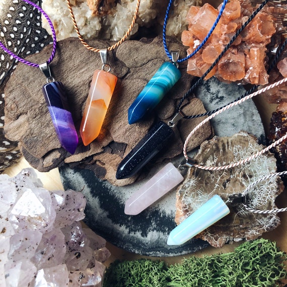 GEMSTONE POINT NECKLACE. Bohemian 