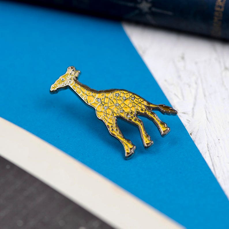 Celestial Jewelry GIRAFFE Soft ENAMEL PIN Set Camelopardalis Animal Star Constellations Glow in the Dark Stars Astronomy Teenager Gift Ideas image 1