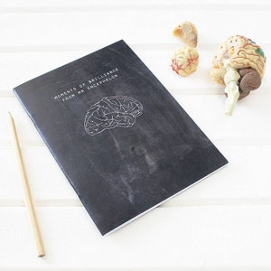 BRAIN NOTEBOOK Science Chalkboard for Neuroscientists. Scientific Stationery Geek. Neuroscience Graduation Back to School Science Gift Black image 1