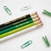 GREEN GRAMMAR PENCILS Back to School English Teacher Gift Graduation Stocking Stuffer Coloured Pencil Set Present Colourful Retro Hex Gold 