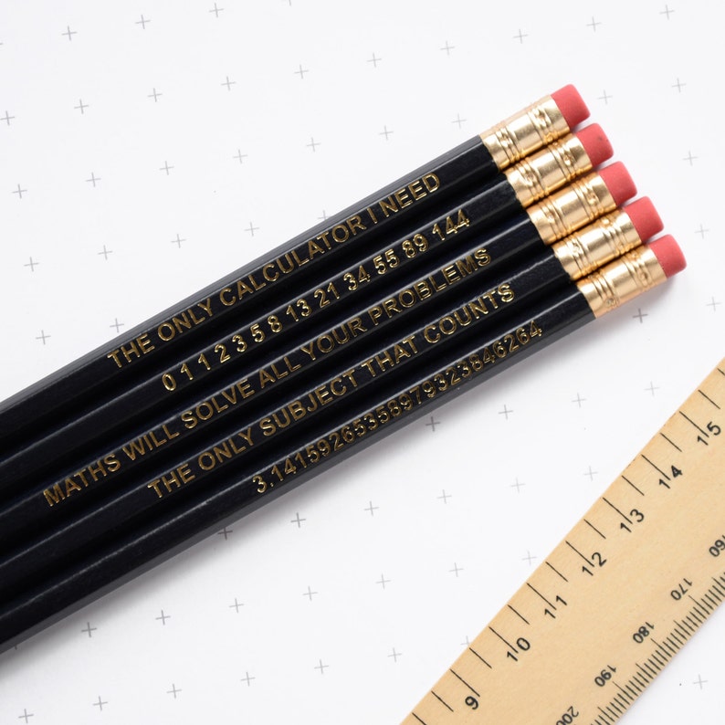 MATHS PENCIL SET Back to School Geek Stationery Gift For Him Her Thank You Maths Teacher Fathers Day Gifts Science Nerd Black Quirky Uk image 1