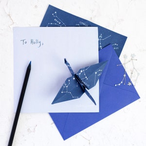 CONSTELLATIONS ORIGAMI PAPER Letter Writing Set 'Stariami' Starry Sheets Blue Envelopes Quirky Gift For Children Teenagers Astronomy Pen Pal image 2