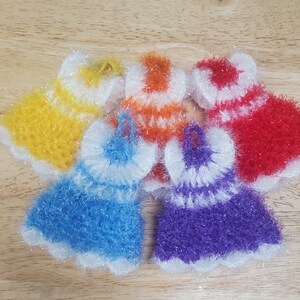 5-pc Set / Dish Scrubbies, Eco-Friendly Scrubber, Scrubby, Scrubbie, SUSEMI (수세미) Dress Shaped
