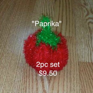 2-pc Set / Eco-Friendly Fruit Scrubber, Scrubby, Scrubbie, SUSEMI (수세미) Paprika (Bell Pepper) Shaped