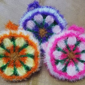 3-pc Set / Dish Scrubbies, Eco-Friendly Fruit Scrubber, Scrubby, Scrubbie, SUSEMI (수세미) Round Shaped