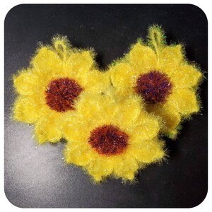 3-pc Set / Dish Scrubbies, Eco-Friendly Fruit Scrubber, Scrubby, Scrubbie, SUSEMI (수세미) Sunflower Shaped
