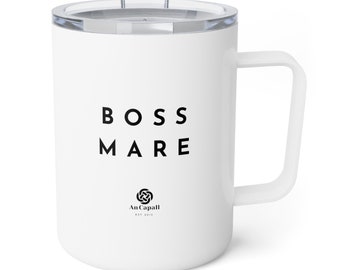 Boss Stute Schwarz - Thermobecher - Reiter, Pferde, Geschenke für Pferdemädchen, Pferdebecher