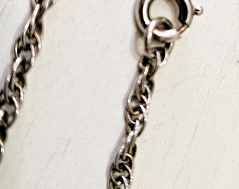 Unisex Vintage Silver Ingot Pendant on a Rope Chain Necklace FREE