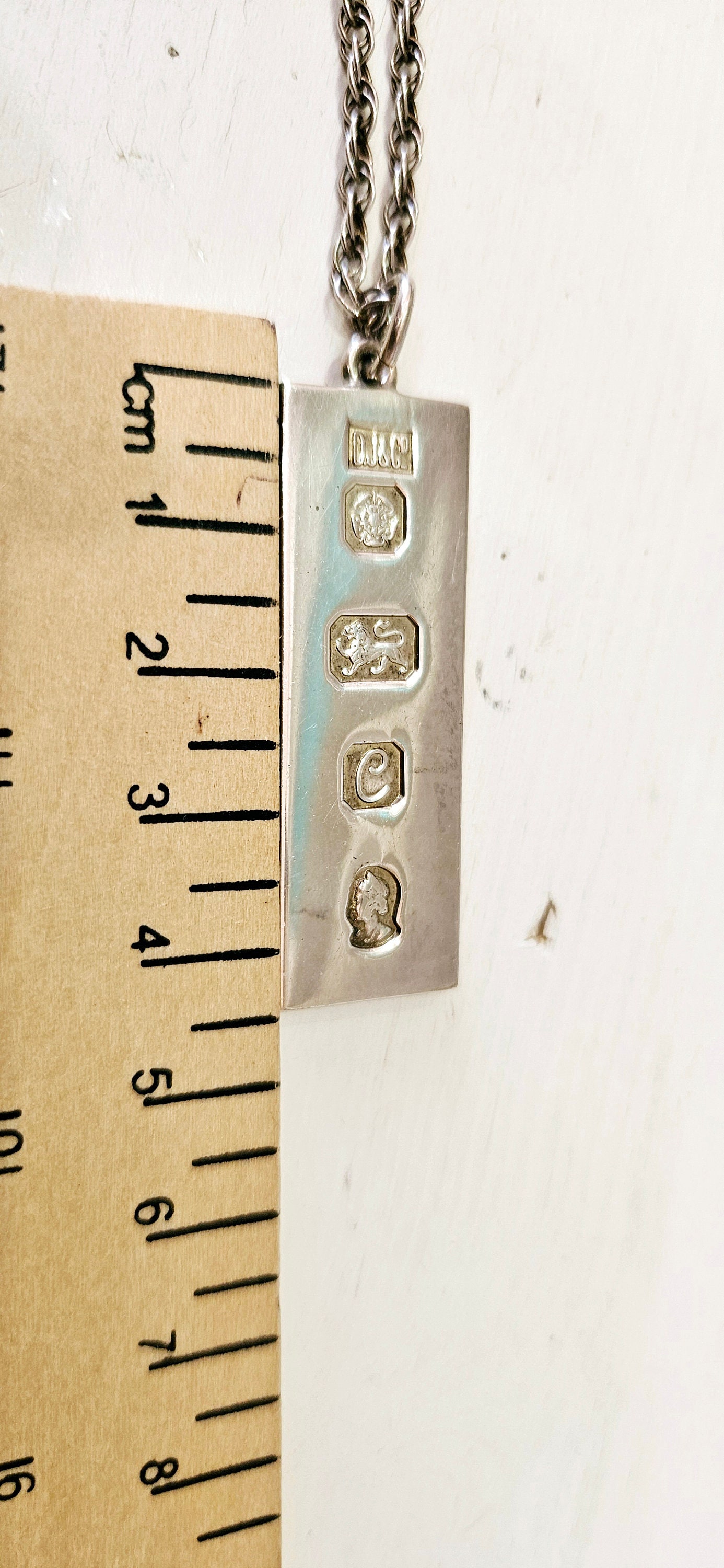 Unisex Vintage Silver Ingot Pendant on a Rope Chain Necklace FREE