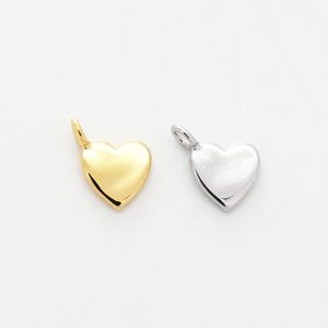 7mm Diagonal Heart Charm (S), Brass. Nickel free, 1mm thick, Inner 1.5mm link, Bracelet Making Heart Charms, 2 pcs, [T7-VC1]