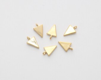 -GLD-51 Stamping Tag 6 Pcs 24k Gold Plated Triangle Charms Tiny Necklace Triangle 6x17mm