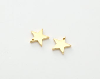 Star pendant, S20-G2, 20 pcs, 13mm, Star charm, Matte gold plated brass, GY15-02
