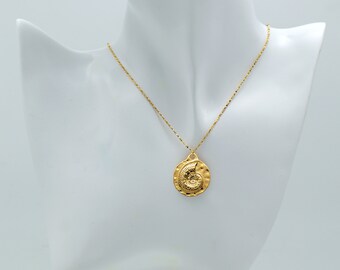 Ammonite Pendant ONLY, O4-G15, Ocean Themed, 1 piece, Nautilus Sea Shell, Nautical Pendant, Nickel Free, 16K Gold Plated Zinc, Nickel Free