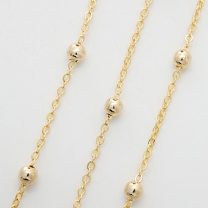 Chain with balls, Nickel free, 235SF-HB, CJ09-11, 1m, 16K gold plated copper brass, Jewelry making, Jewelry component, 3.3mm balls