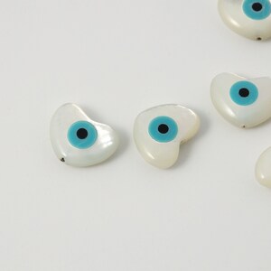 Evil eye mother-of pearl bead (Heart), Mother-of pearl, Jewelry making supplies, Ocean Themed Jewelry, 1 piece, [O1-R6]