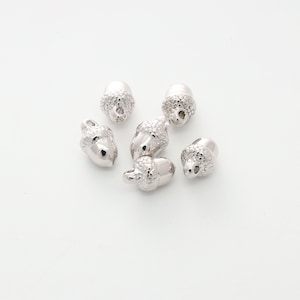3D acorn charm, N23-R1, Nickel Free, 2 pcs, 11x7mm, Shiny rhodium plated brass, Acorn pendant, Silver Acorn