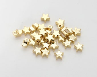 Star charm,  Nickel free, S18-G1, 30 pcs, 5x5mm, 2.8mm thick, 16K Gold plated brass, Star pendant, Jewelry making, GY20-01