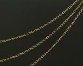 Simple Oval Chain, Nickel free, CJ38-07, 1m, Inner 2x1mm, 16K gold plated copper brass, Anklet Bracelet Necklace chain