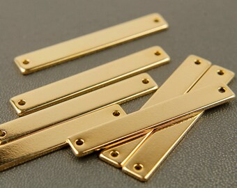 Brass Necklace Bar D583 43x6x3x0.80mm 24 Raw Brass Stamping Necklace Blanks With 1 Hole